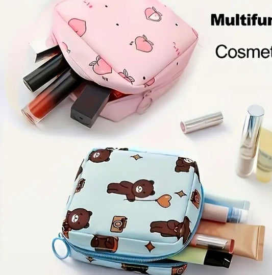 Women Portable Pouch Napkin Cosmetic Bags Organizer / Sanitary Pads Storage Bag / Ladies Makeup Bag Girls Hygiene Pad Bag (Random Design & Color)
