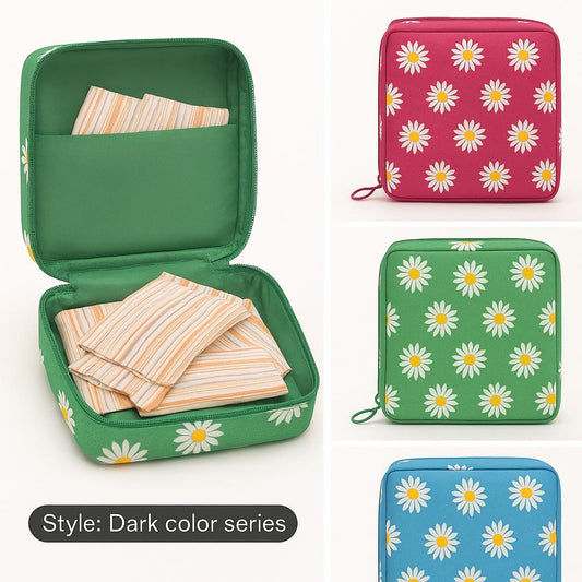 Women Portable Pouch Napkin Cosmetic Bags Organizer / Sanitary Pads Storage Bag / Ladies Makeup Bag Girls Hygiene Pad Bag (Random Design & Color)