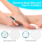 2 In 1 Double-Sided Nano Glass Callus Remover & Crystal Hair Eraser – Safe & Quick Foot File, Dead Skin & Hard Callus Remover, Painless Epilator For Women, Portable Pedicure Tool (Random Color)