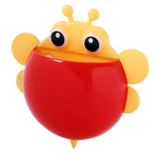 Bee Shaped Plastic Toothbrush Holder With Suction Hook – Cute Wall Mounted Toothbrush Stand For Kids & Travel (Random Colors)