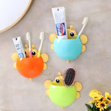 Bee Shaped Plastic Toothbrush Holder With Suction Hook – Cute Wall Mounted Toothbrush Stand For Kids & Travel (Random Colors)