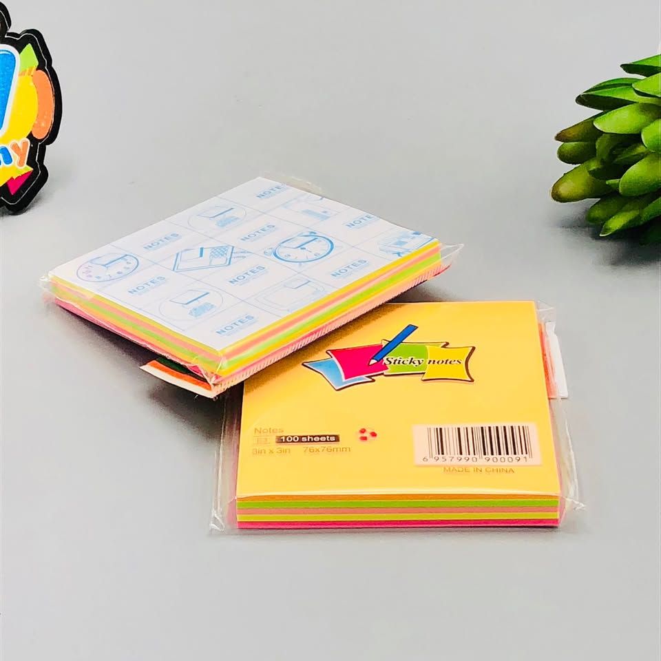 3x3 Inches Sticky Notes Pack – 100 Sheets Per Pad, Strong Adhesive Backing, Easy To Write On, Peel-Off Convenience, Perfect For Home, Office, And School Use (Random Color)