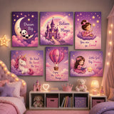 6 Pcs Fairy Tale Kids Wall Art Tiles – Unicorns, Castles & Stars (8x11 Inches)