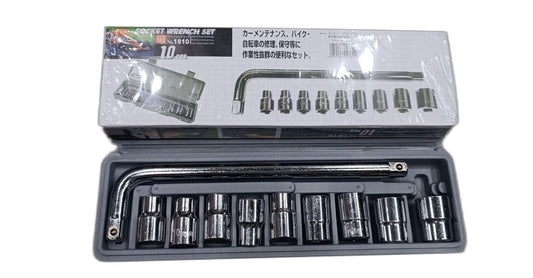 Professional Heavy Duty Socket Wrench Set | 9Pc Tool Kit | 1/2″ Drive | 8‑24mm Metric Sockets + L Wrench