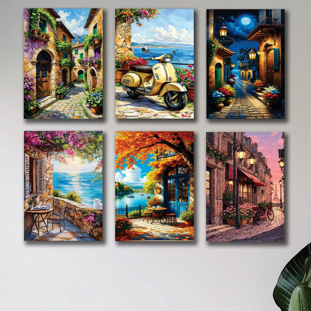 Set Of 6 Premium Wall Art Photo Tiles – Modern Home Decor Sets 8x11