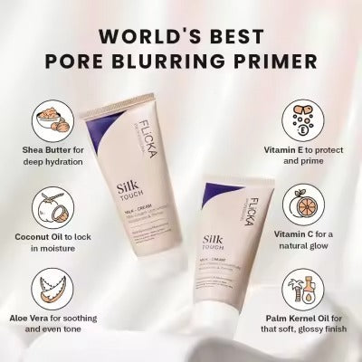 FLiCKA Silk Touch 3‑In‑1 Moisturizer & Primer | Hydrating, Lightweight, Long‑Lasting | Pore Minimizer |