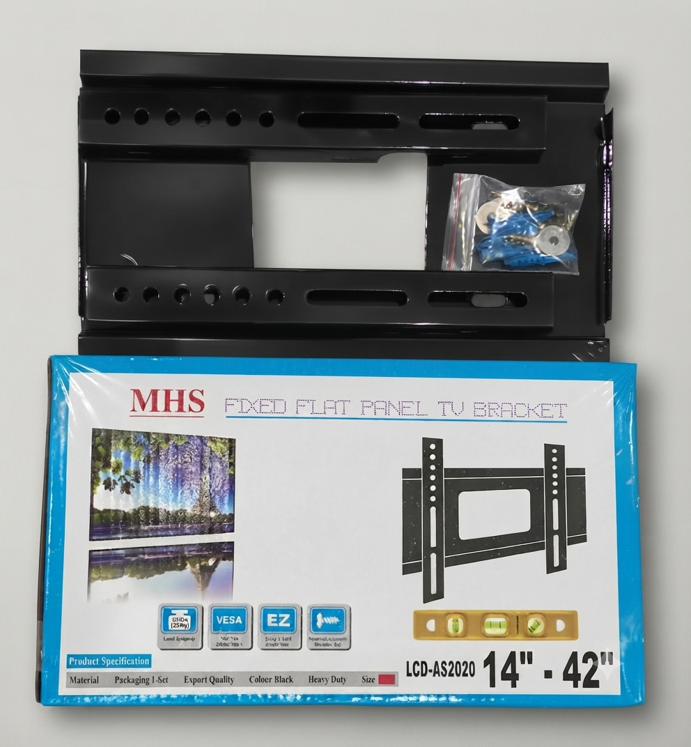 MHS Fixed Tv Wall Mount Bracket 14 To 42 Inch Heavy Duty Led Lcd Tv Stand With Bubble Level And Complete Fitting Kit