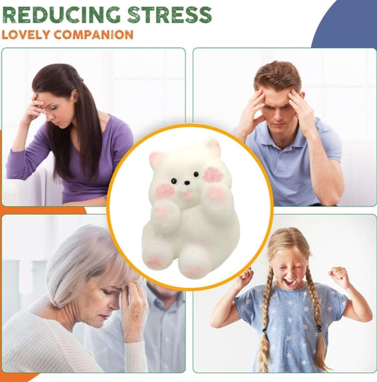 Squishy Stress Relief Funny Novelty Cute Animals Stress Relieving Fidget For Boys Girls Birthday Party Gifts Anxiety&Relaxation For Kids Teenage (White)
