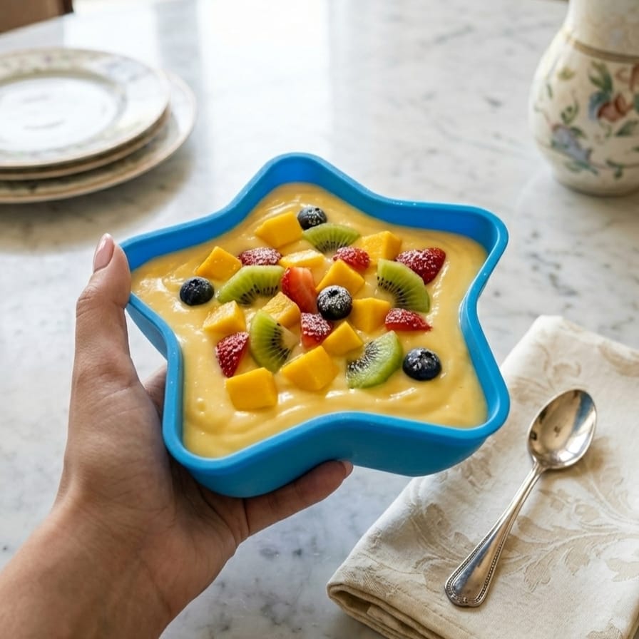 1 PCs Custard Star Bowl Elegant Design Dessert Serving Bowl For Custard Pudding Fruit And Sweets (Random Color)
