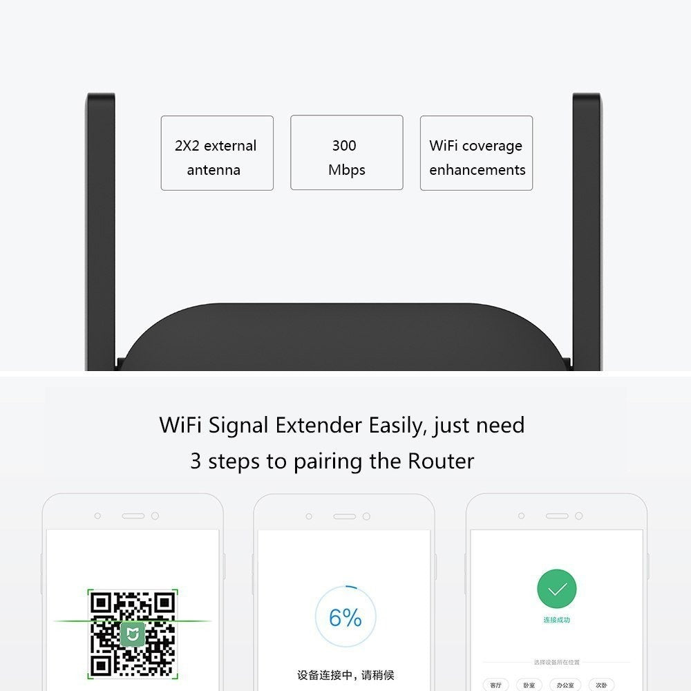 Original Xiaomi Mi Wifi Repeater Pro 300m - Wireless Signal Booster With Dual External Antenna For Expanded Network Coverage