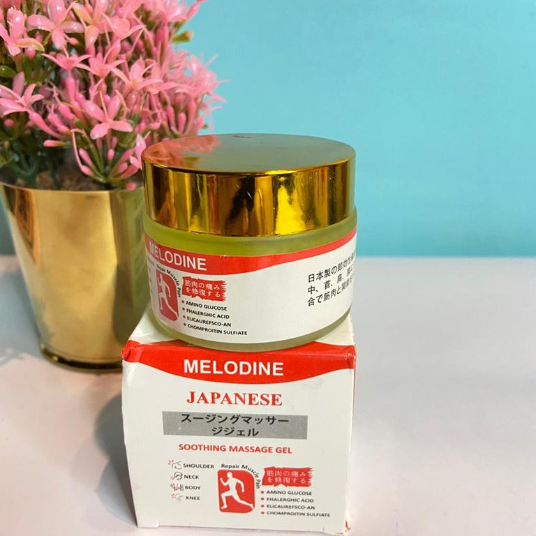 MELODINE Japanese Soothing Massage Gel | Fast-Absorbing Herbal Pain Relief Cream For Shoulder, Neck, Back & Knee