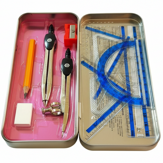 Marshal 9-Piece Mathematical Instruments Set – Complete Geometry Box For Classic & Precision Drawing