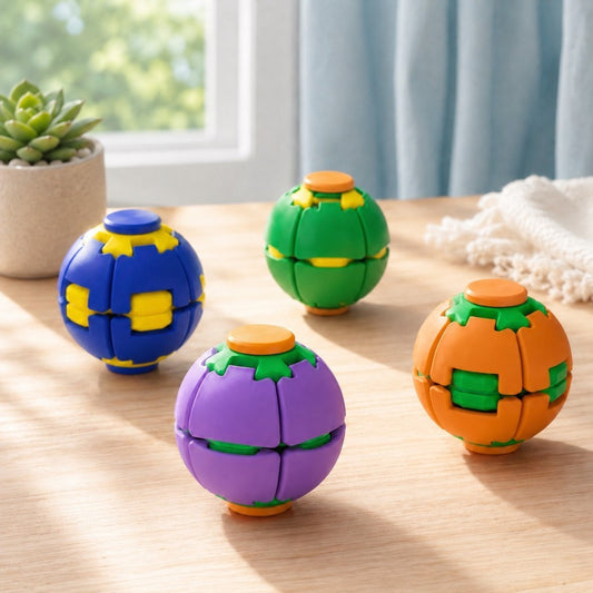 Rotatable 3D Printed Fidget Spinner Ball Push Pop Finger Gyro Sphere Hard Plastic Stress Relief Sensory Desk Toy (Random Color)