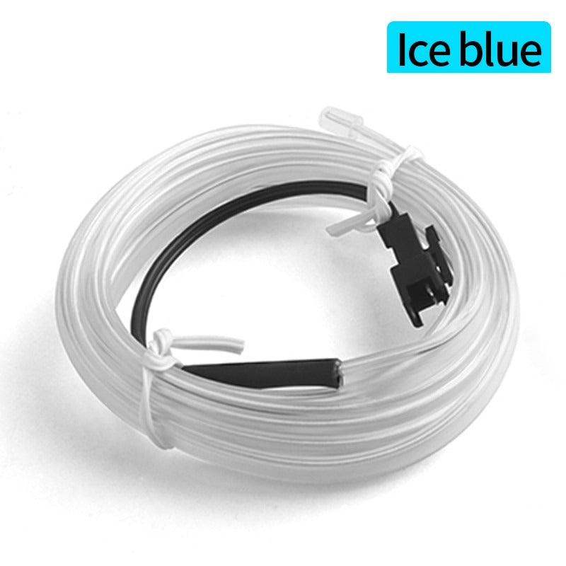 Flexible EL Wire LED Strip Car Interior Ambient Light – Ice Blue Cigarette Lighter Powered Wire Strip 2 Meters