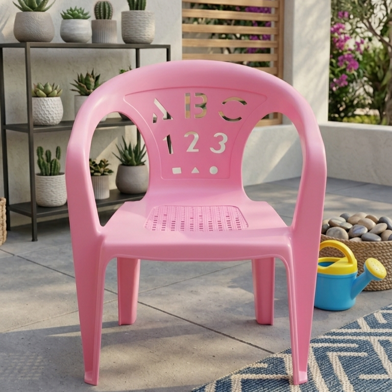 Number And Letters Design Kids Chair - Educational Alphabets Pattern Lightweight Seating Furniture Durable Comfortable Miniature Toddler Seat - (Random Color)