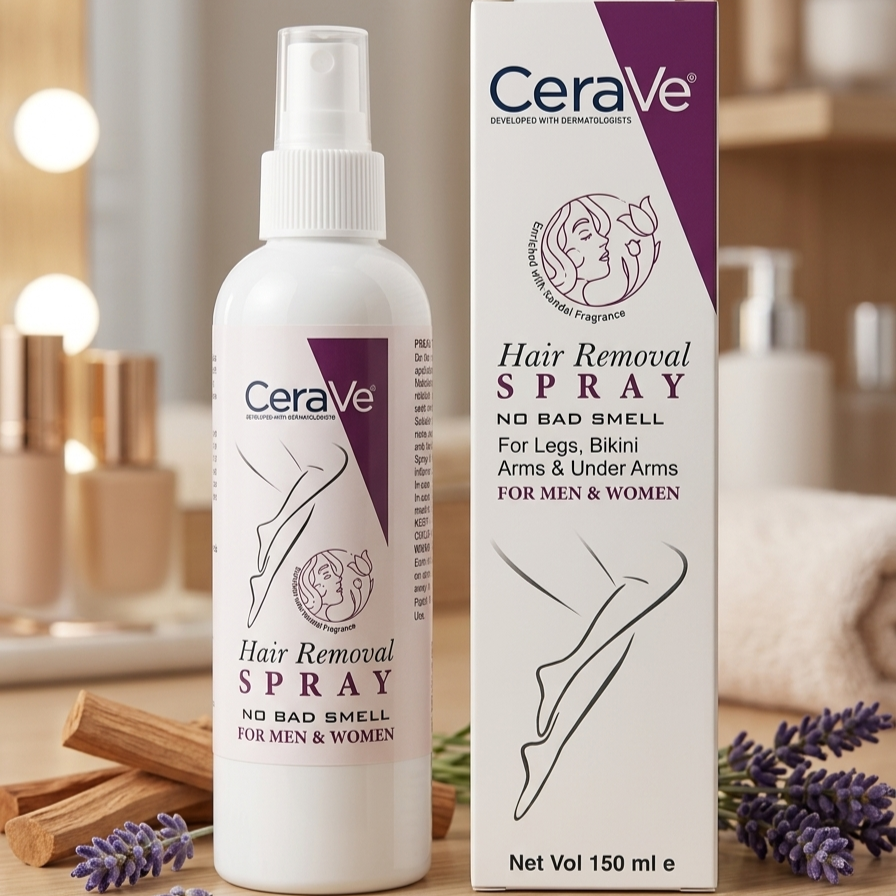 Purple CeraVe Hair Removal Spray - Gentle Body Hair Eliminator Smooth Skin Depilatory Formula Easy Spray Skincare Product For Men And Women - 150ML