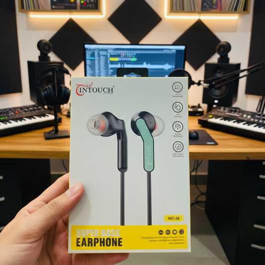 Intouch INT‑28 Super Bass Wired Earphones | 3.5mm Jack | Universal Compatibility