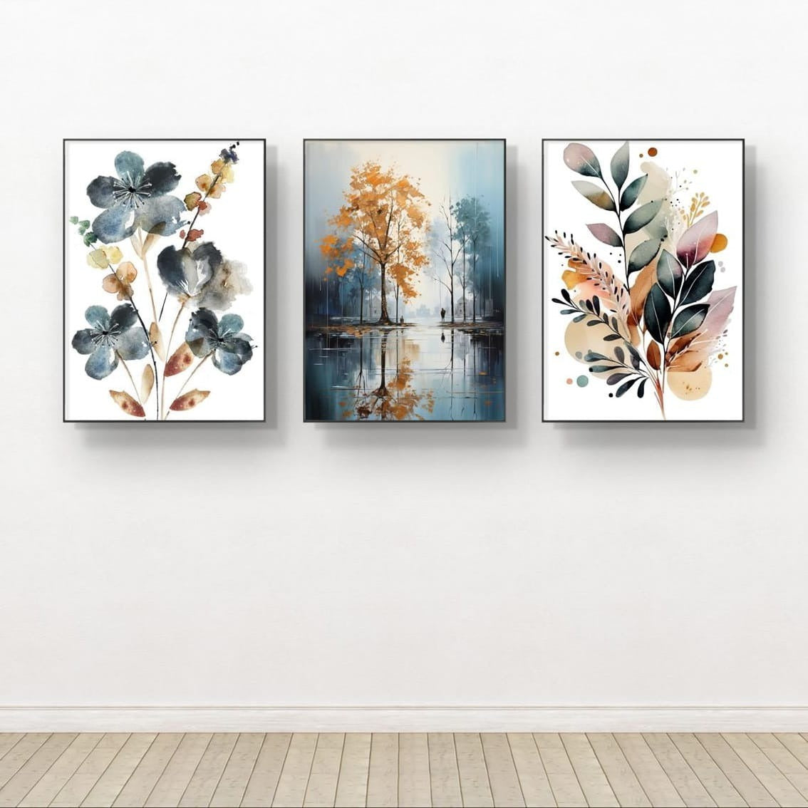Set Of 3 Nature-Inspired Wall Art Frames – 8x11" MDF With Sticky Backing