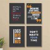 4pcs Motivational Sticky Phototile Wooden Material Wall Frames For Home Decor 365 Days (8x11inches)