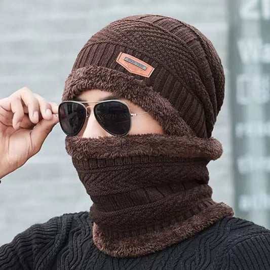 Premium Knitted Beanie Cap, Neck Gaiter And Touchscreen Gloves Combo Pack | Complete Winter Essentials For Cold Weather Protection (Random Color)