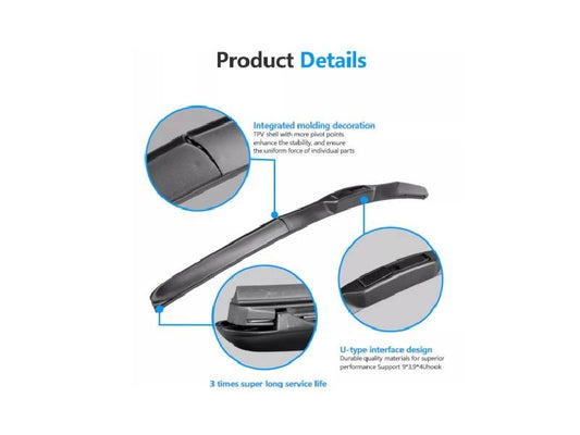 Tri-Stage Windshield Wiper Pair Blades For All Brand Cars, Honda City, Honda Civic, Toyota Corolla, Suzuki Swift, Suzuki Cultus, Suzuki Alto, All Models