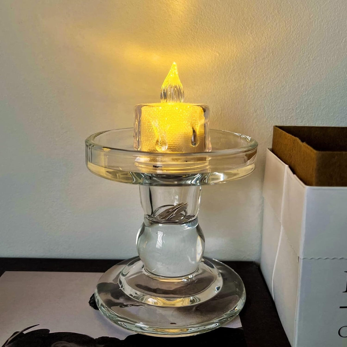 Flickering LED Flameless Tea Light Candles With Realistic Wax Drip (1 Pcs)