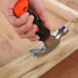 Small Heavy-Duty Stubby Claw Hammer - Polished Steel Head With Black Rubberized Grip And Red Accent For Precision And Control