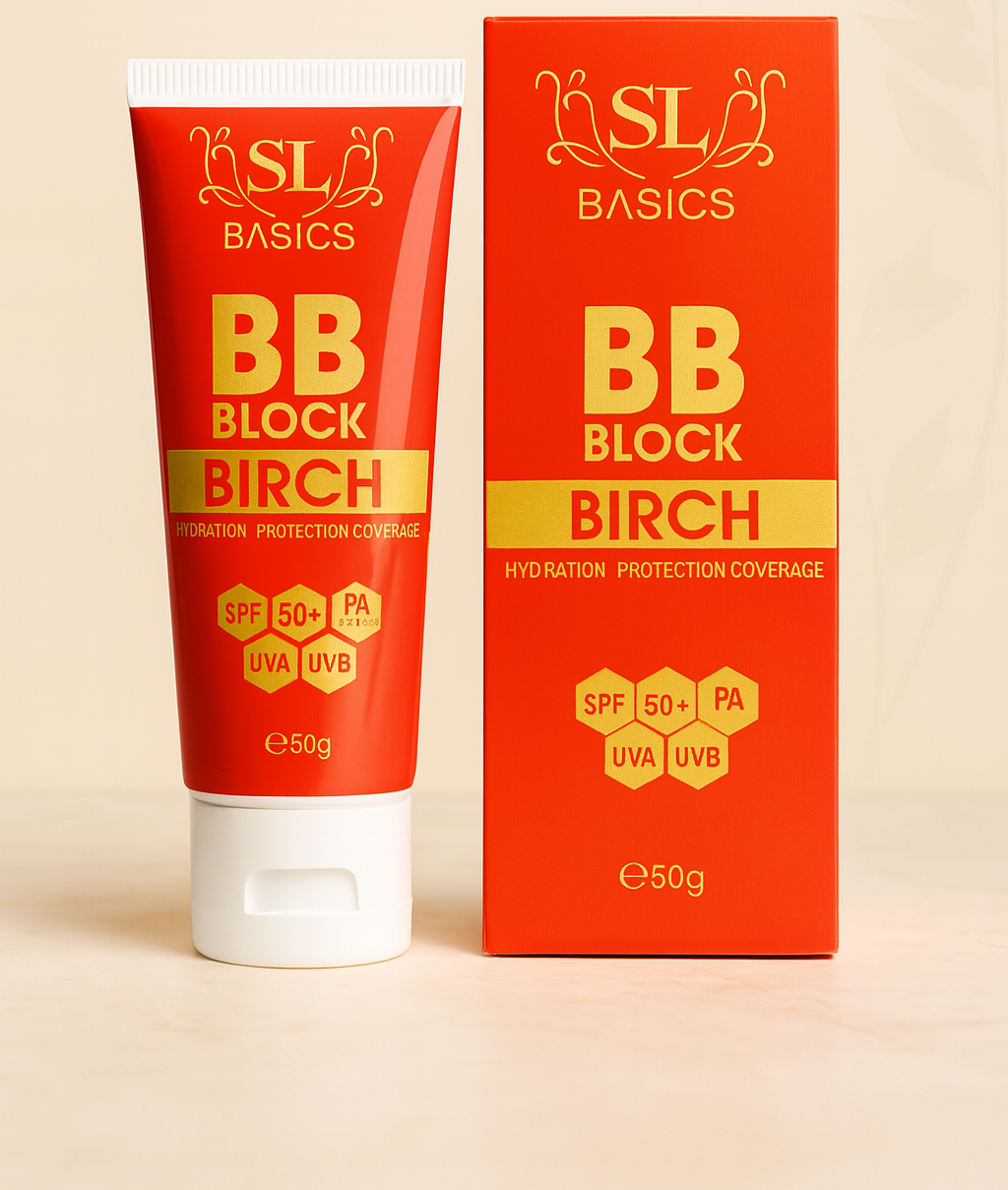 SL Basics BB Block SPF 50+ Tinted Sunscreen – Hydrating & Protective BB Cream With Vitamin E & Lotus Extract (50ml)