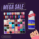 576 Pcs Multicolor Stick-On Artificial Nails Box With Free Glue