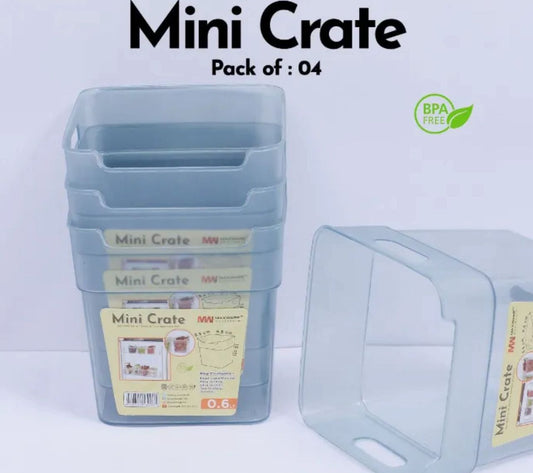 Refrigerator Food Storage Box Set – 4 Pcs Mini Crate Organizers (0.6L Each)