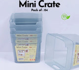 Refrigerator Food Storage Box Set – 4 Pcs Mini Crate Organizers (0.6L Each)