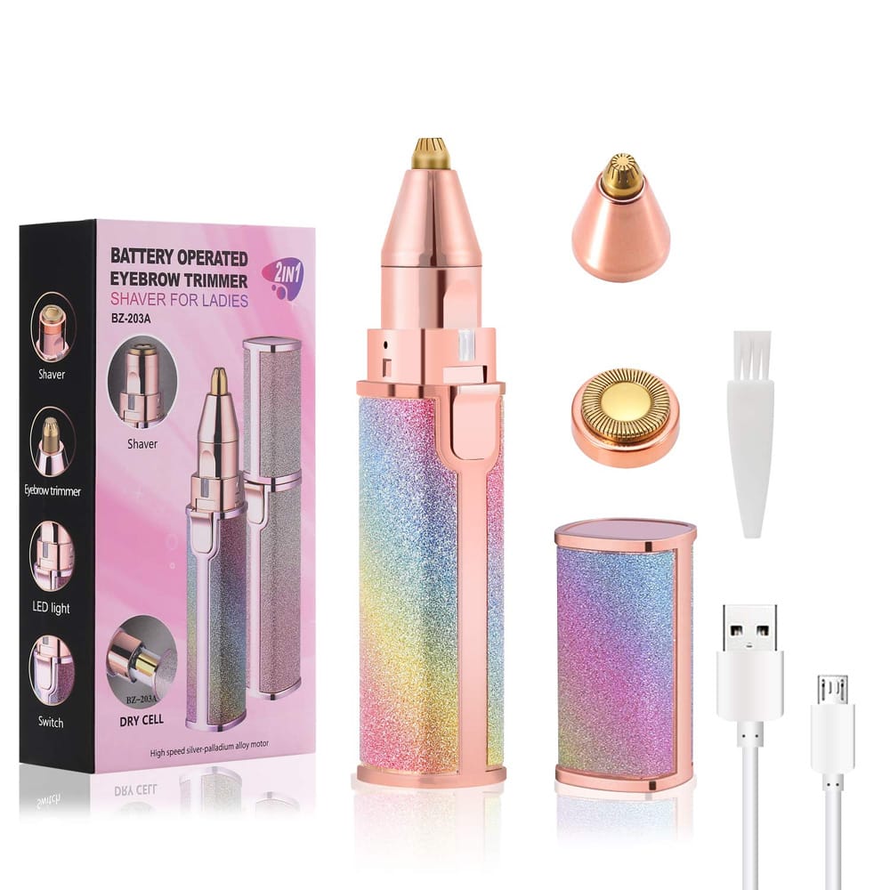 2-In-1 Flawless Eyebrow Trimmer | USB Rechargeable 2in1 Flawless Trimmer With Wire & Cleaning Brush | Eyebrow & Upper Lips Trimmer For Women (Rechargeable)