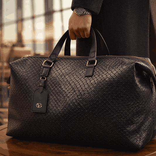 Luxury Valentino Imported Travel Duffel Bag (20 × 13 Inches) – High-Quality Woven Texture Handbag | Premium Large Capacity Weekender Bag (Without Box)
