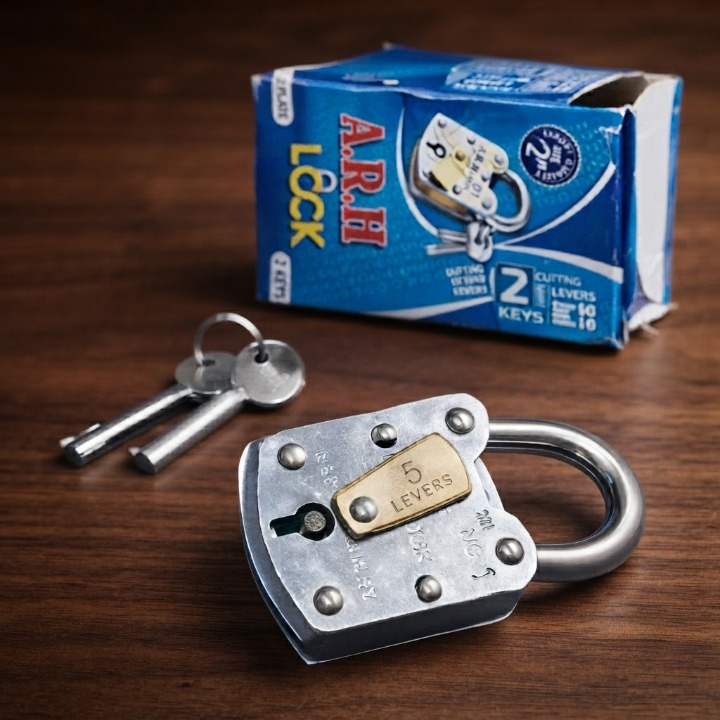 ARH 50mm Iron Padlock With 2 Keys 5 Lever Heavy Duty Security Lock - Tool Product Designed For Security And Daily Protection Routine
