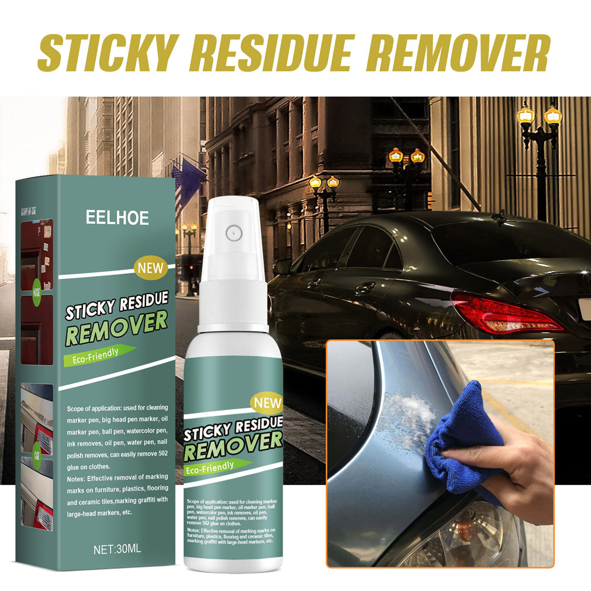 Sticky Stuff Remover Gel Spray, Portable Surface Safe Adhesive Remover, Ideal For Sticky Stains Such As Bubblegum, Adhesive, Tape, Label Residue (30ML)