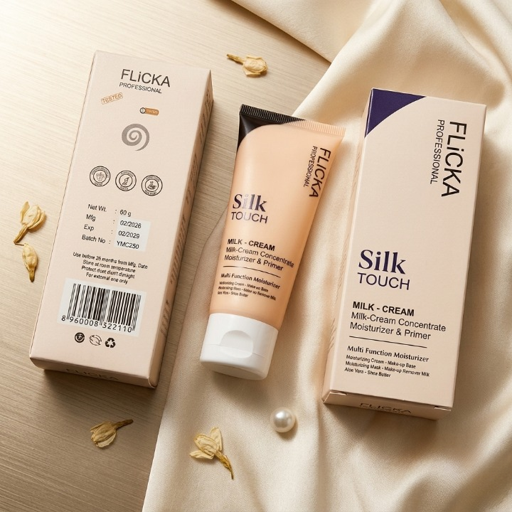 Flicka Professional Silk Touch Milk-Cream – Multi-Function Moisturizer & Primer - 60 Gm