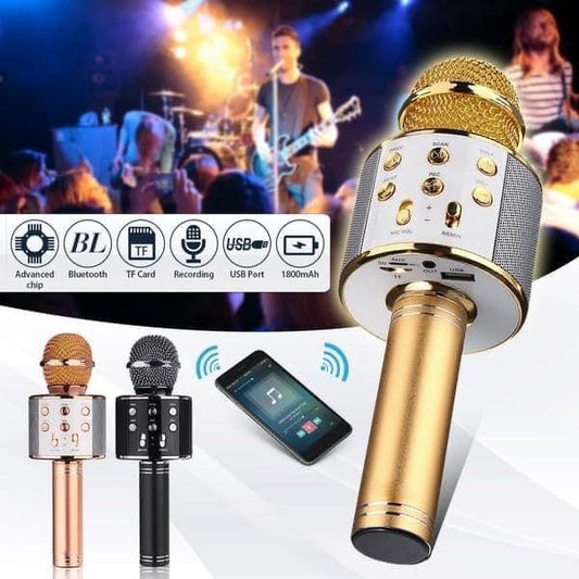 Bluetooth Microphone Karaoke Wireless Microphone Professional Speaker Handheld Microfone Player Singing Recorder Mic WS-858 KTV Microphone And Hifi Speaker