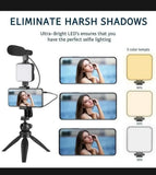 AY-49 Vlogger Kit | Microphone, LED Fill Light, Mini Tripod & Mobile Holder With Remote – Complete Video Making Set For Vlogging With Bluetooth Remote