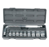 Professional Heavy Duty Socket Wrench Set | 9Pc Tool Kit | 1/2″ Drive | 8‑24mm Metric Sockets + L Wrench