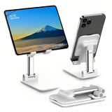 Premium Foldable Desktop Stand – Adjustable Height & Multi-Angle Portable Mount For All Mobiles & Tablets
