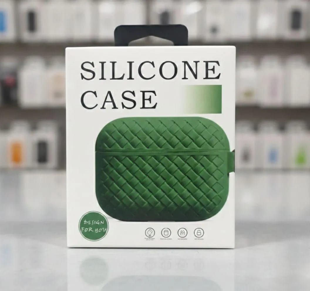 Shockproof Silicone AirPods Case - Textured Protective Skin With Keychain (Random Colors)