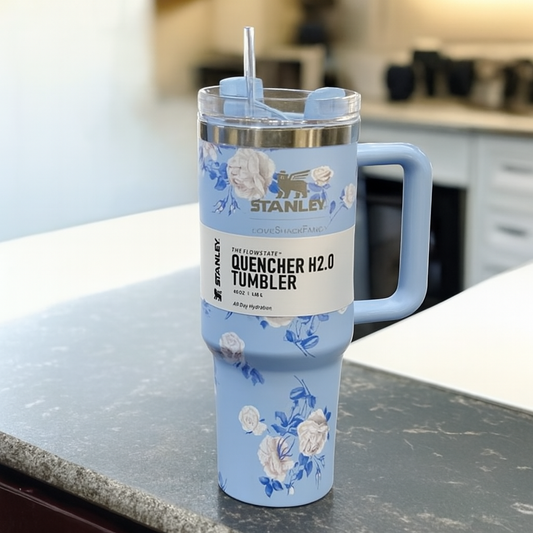 1200ml Stainless Steel Stanley Tumbler Glossy Marble Shades | Premium Vacuum Insulated Travel Mug | Leakproof Cup For Hot And Cold Drinks (Random Color)