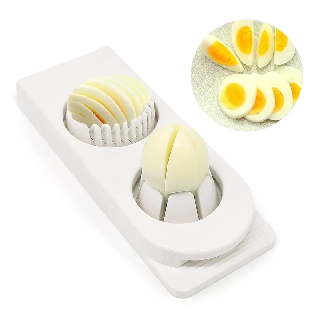 2-In-1 Egg Cutter & Slicer – Boiled Egg Slicing Machine With Stainless Steel Cutting Wires, Kitchen Cooking Tool | Random Color