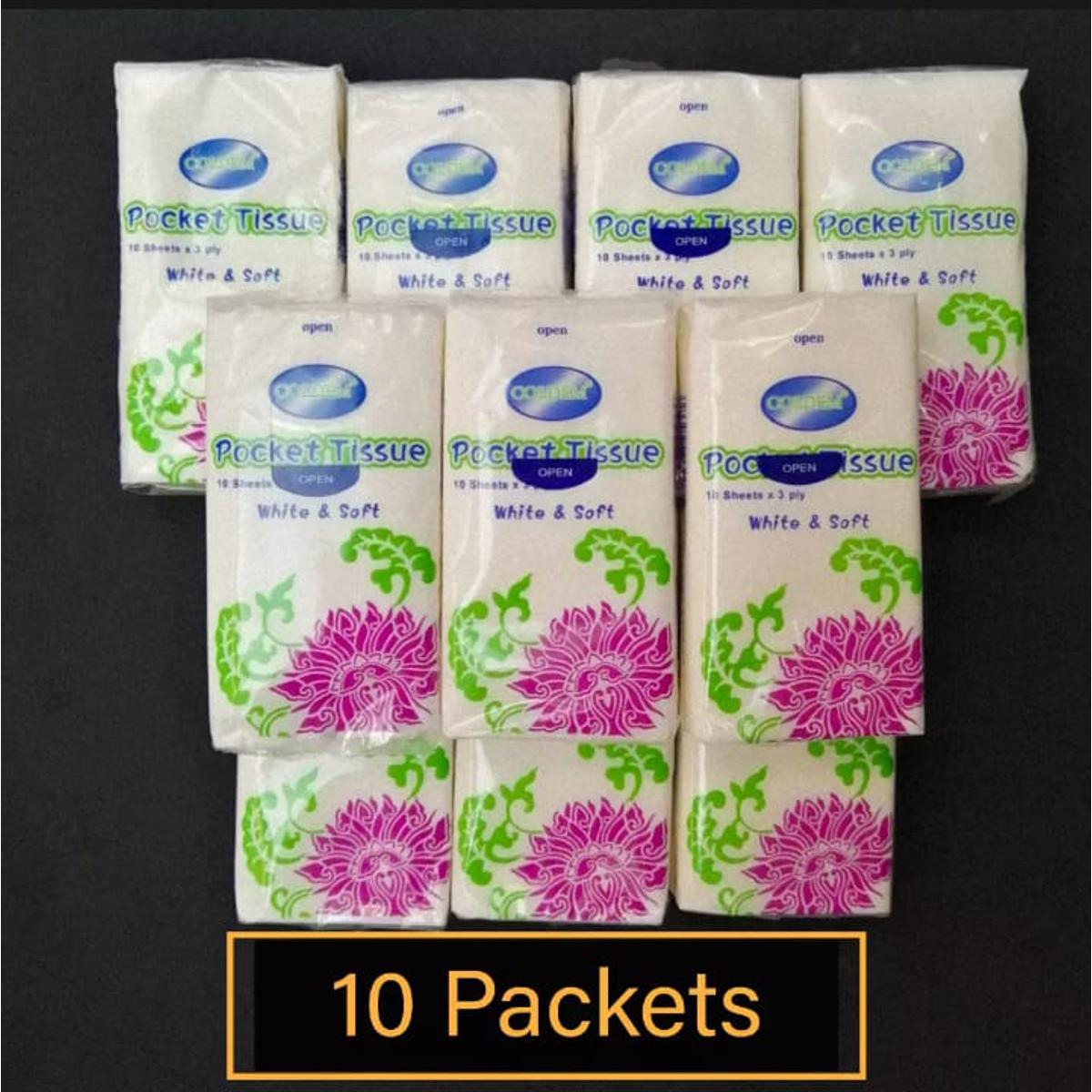 10 Packs Portable Pocket Travel Tissues – Soft & Skin-Friendly For Daily Use