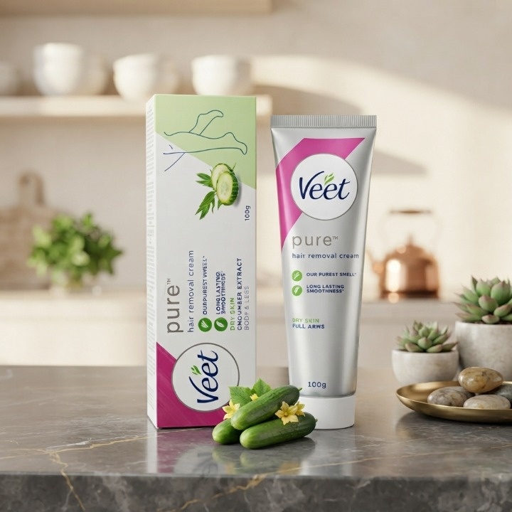 Veet Pure Hair Removal Cream For Dry Skin 100g Is Specially Formulated To Provide Gentle And Effective Hair Removal