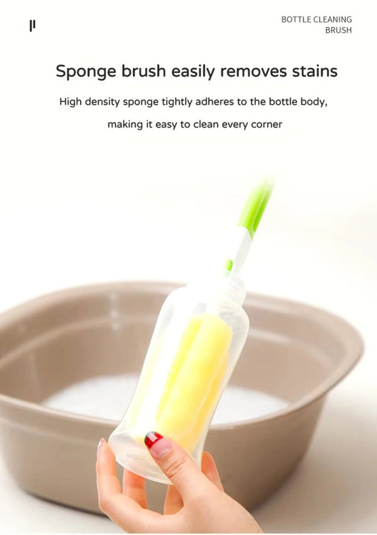 (Pack Of 3 )Baby Bottle And Teath Brush Set With Changeable Endings – Bottle, Sponge, Straw, And Pacifier (Random Color