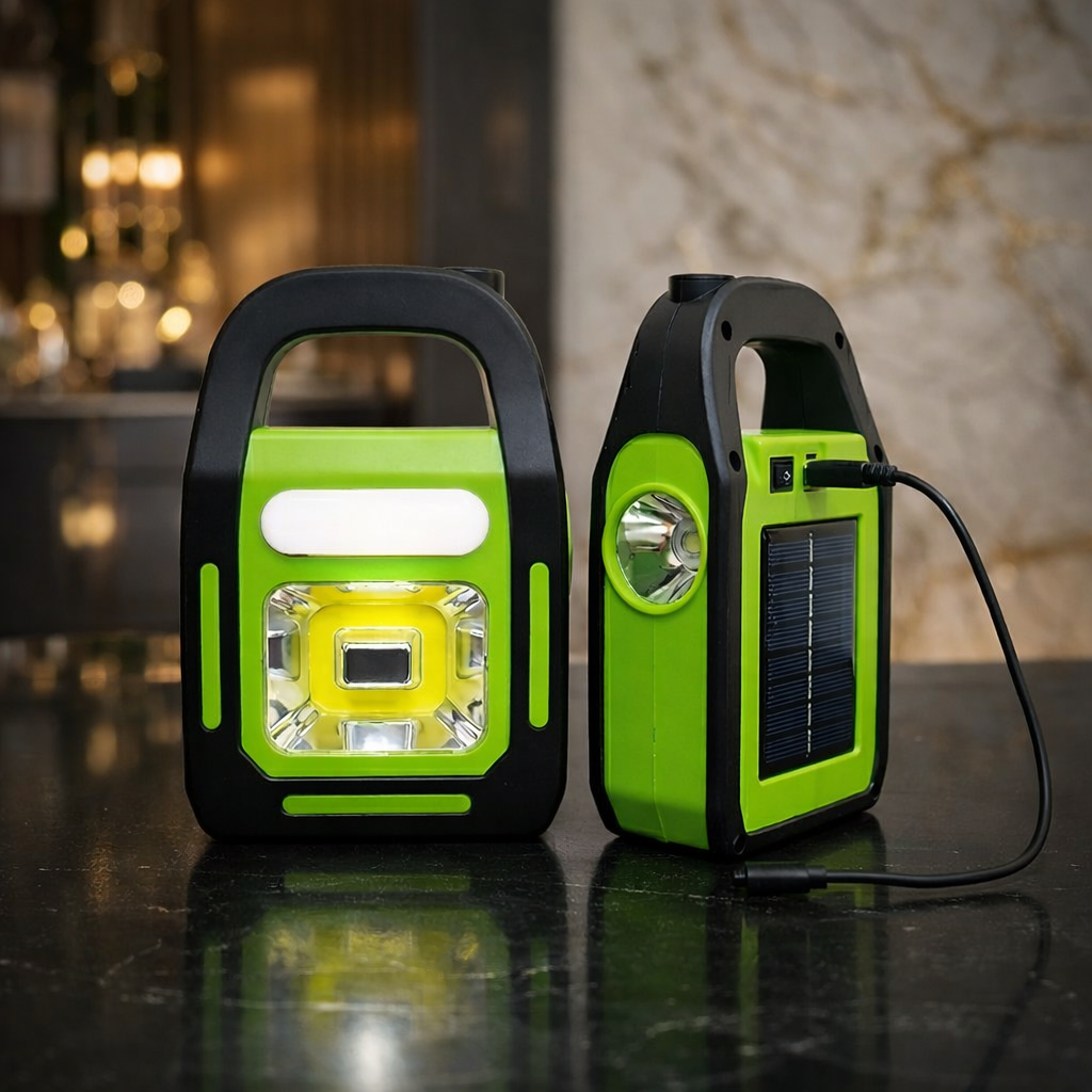 Solar Rechargeable 3-In-1 Emergency Light - Hurry Bolt Portable LED Work Light, Torch & Power Bank