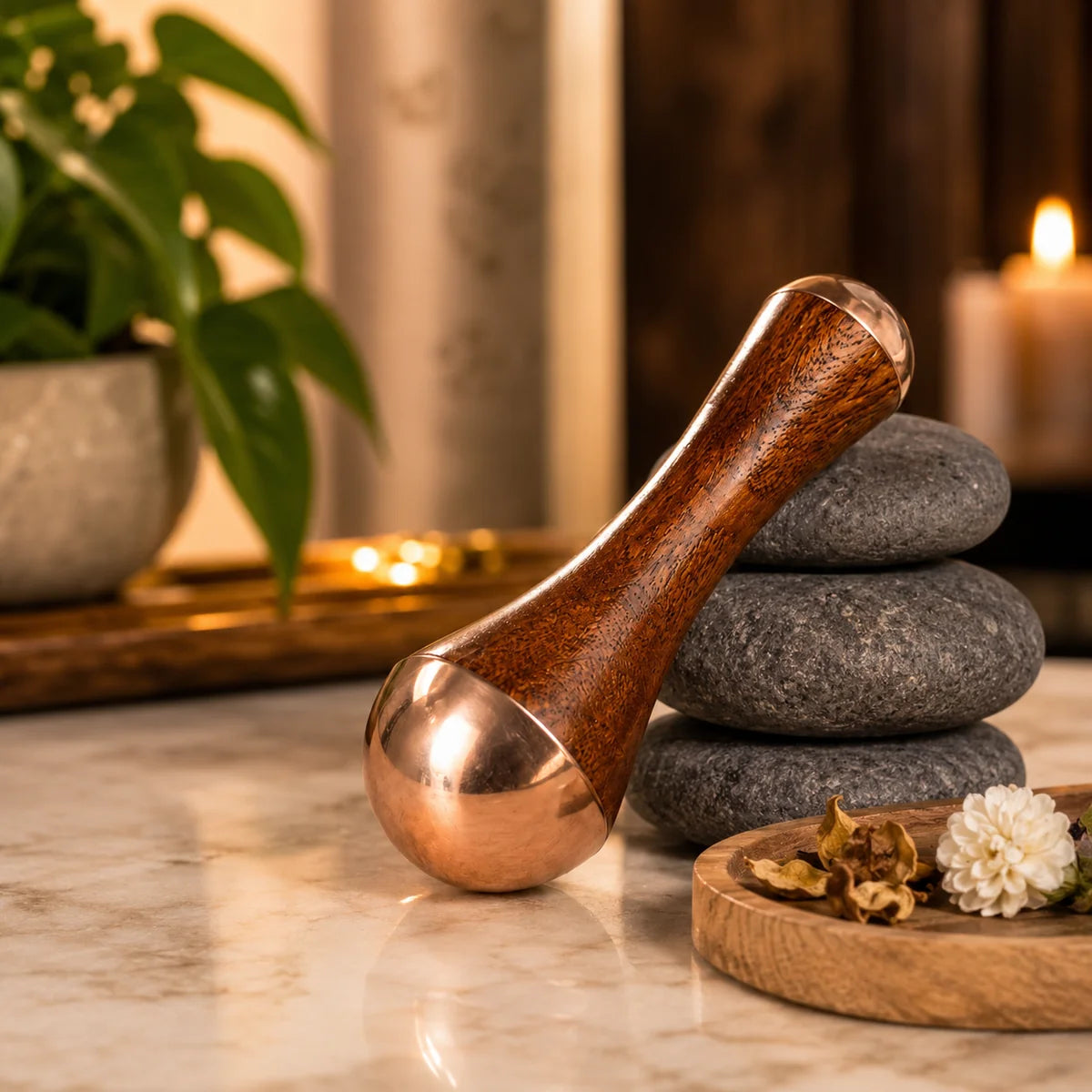 Kansa Wooden Massager For Foot & Face | Kansa Face Massager