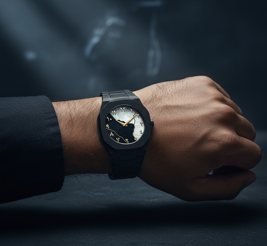 Black Aura Watch Elegant Design Durable Build Comfortable Strap Clear Display Perfect For Daily Wear And Special Occasions
