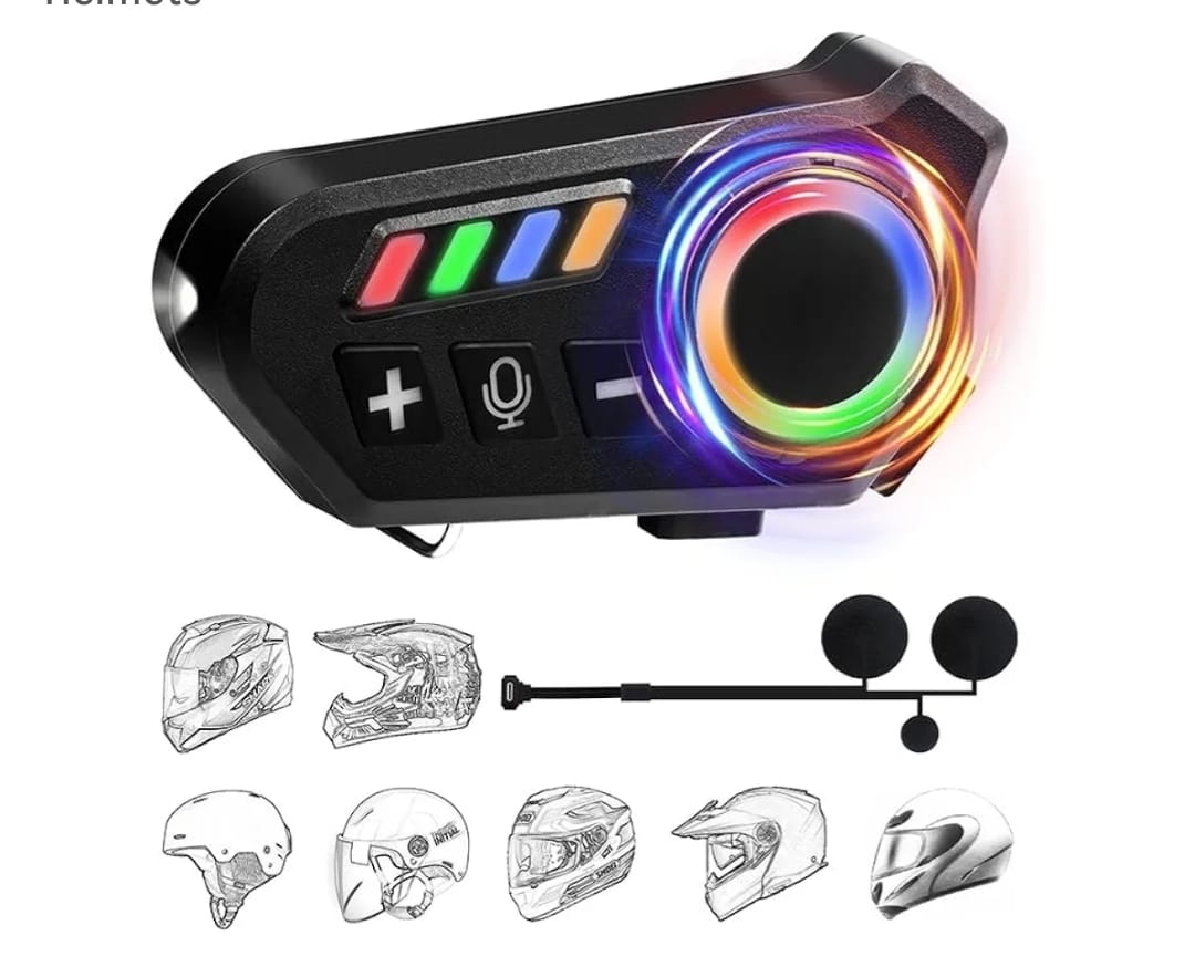 Helmet Wireless Earphone K06A – Bluetooth Helmet Intercom Headset With RGB Control Knob & Noise Reduction